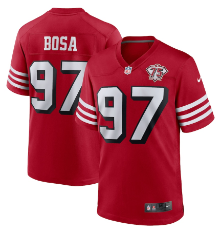 Men's San Francisco 49ers #97 Nick Bosa 2021 Scarlet 75th Anniversary Alternate Game Jersey
